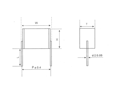 CL25 case less encapsulated polyester film laminated capacitor