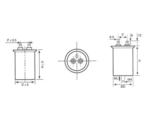 CBB65 metallized polypropylene film AC motor capacitor