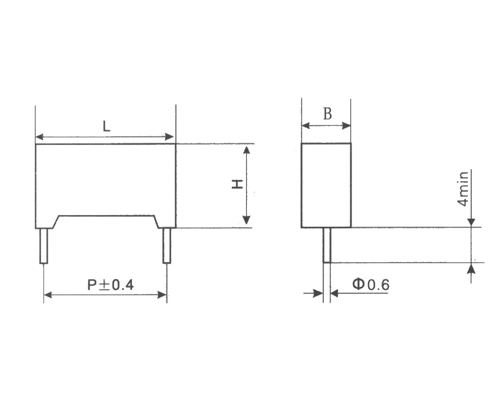Cls21 metallized polycarbonate film capacitor with plastic shell Cls21 metallized polycarbonate film capacitor with plastic shell